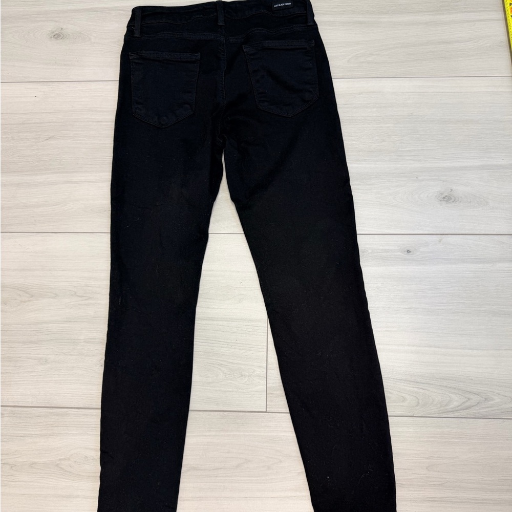 Just Black Straight-Leg Black Jeans Denim Stretchy Mid-Rise Sz 28‎ Classic